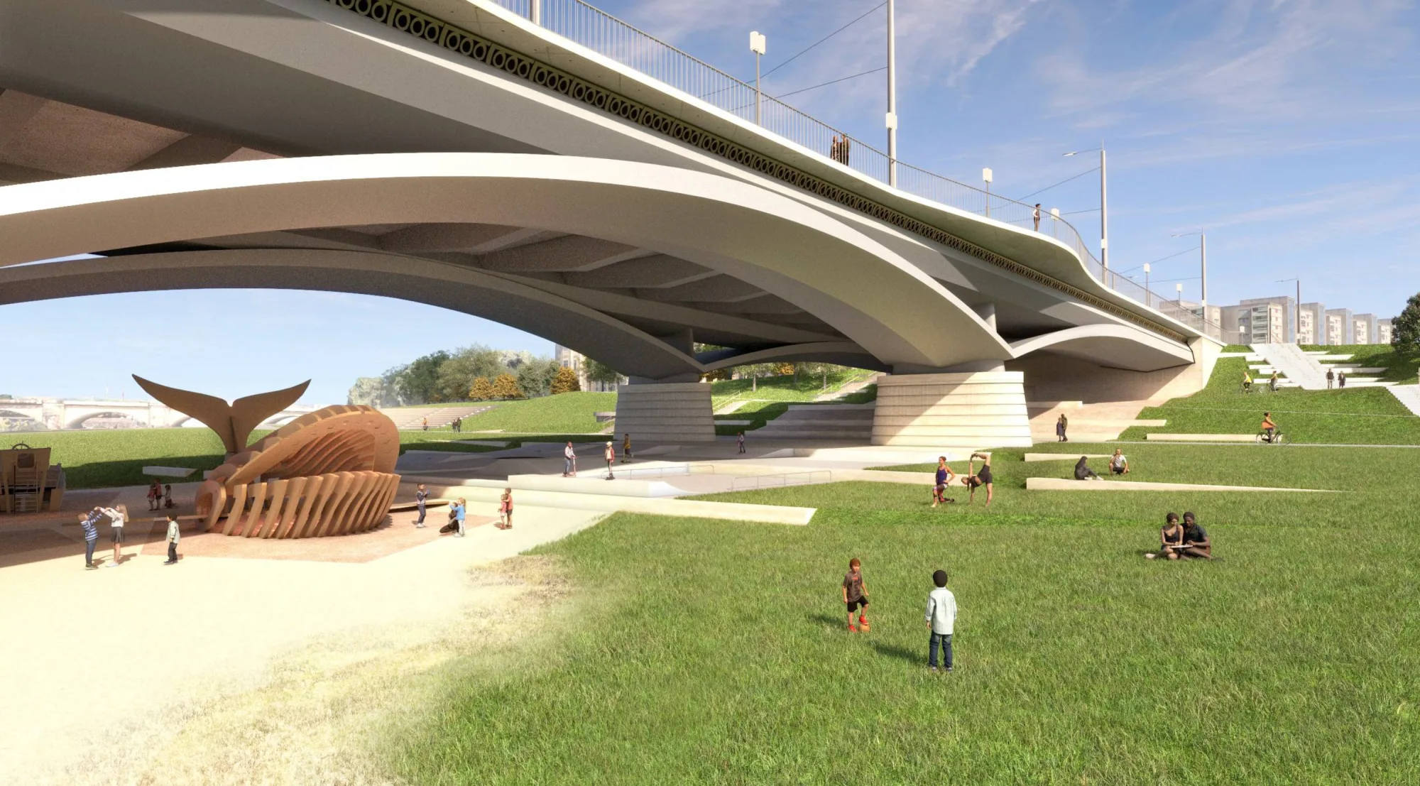 Unter der Brücke – neue Carolabrücke Dresden