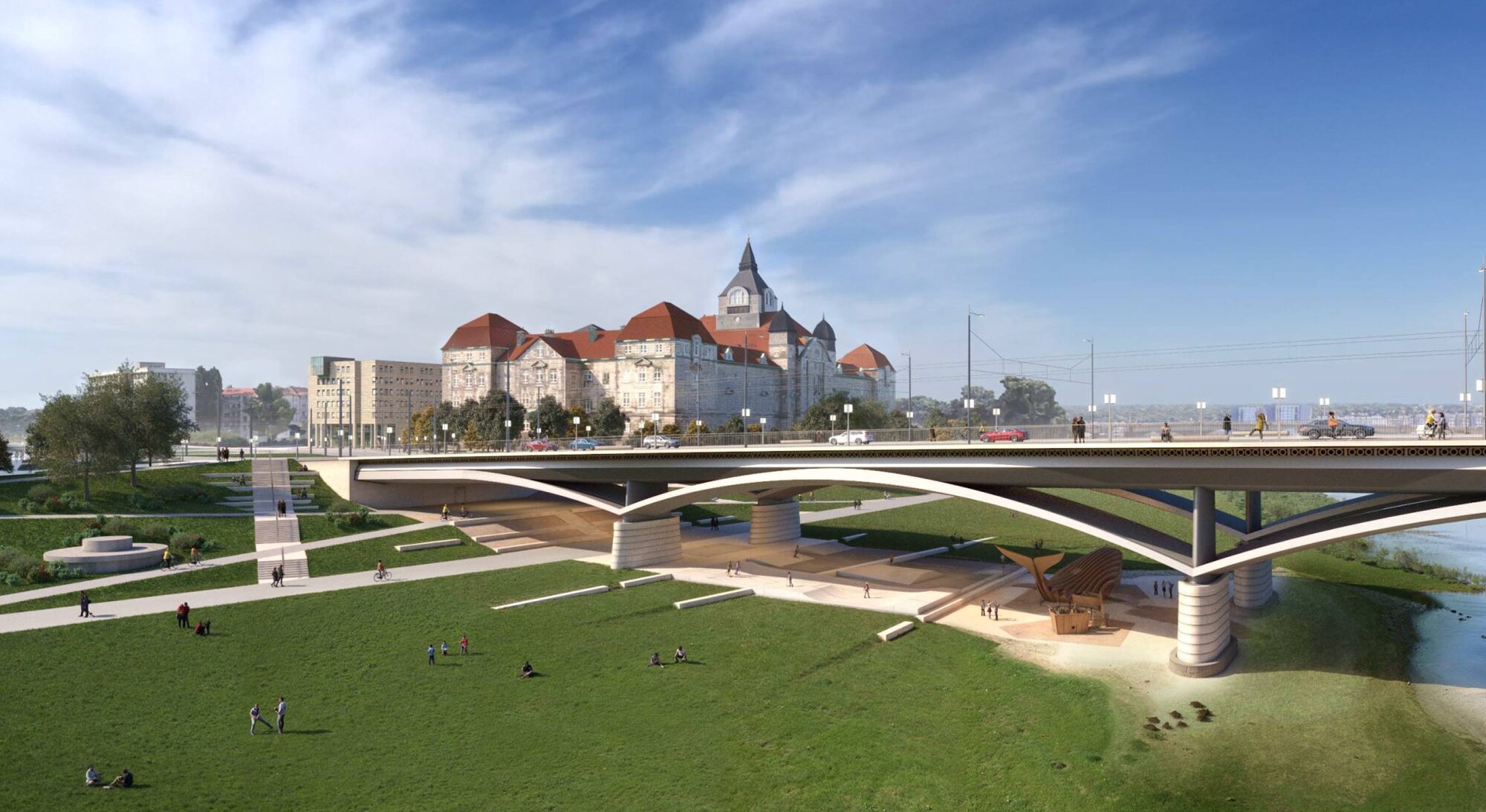 Uferanbindung mit Freiräumen direkt am Wasser